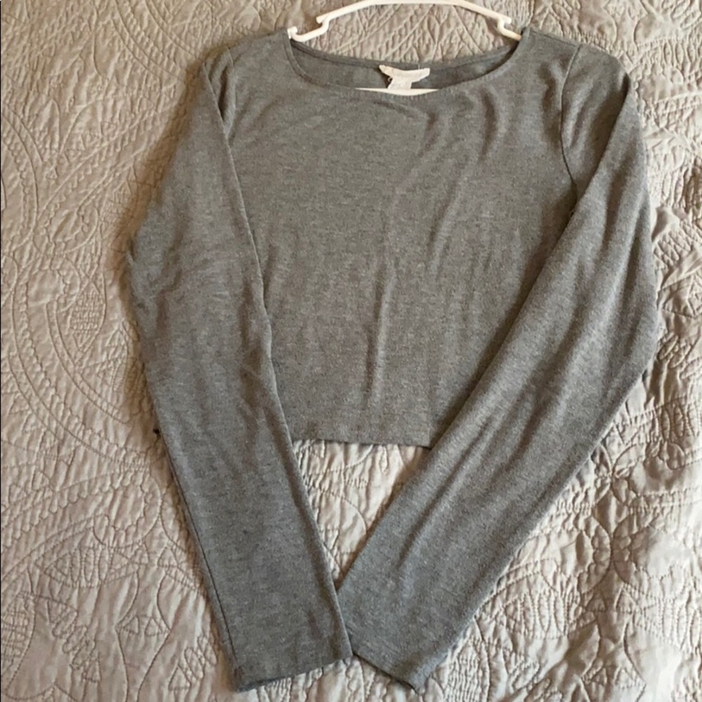Grey Longsleeve Crop Top